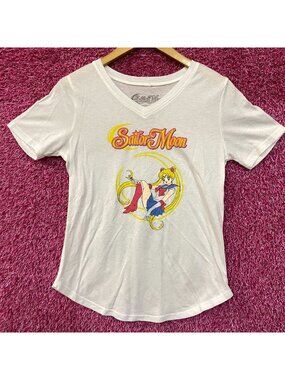 Sailor Moon Anime Graphic V-Neck T-Shirt Small
